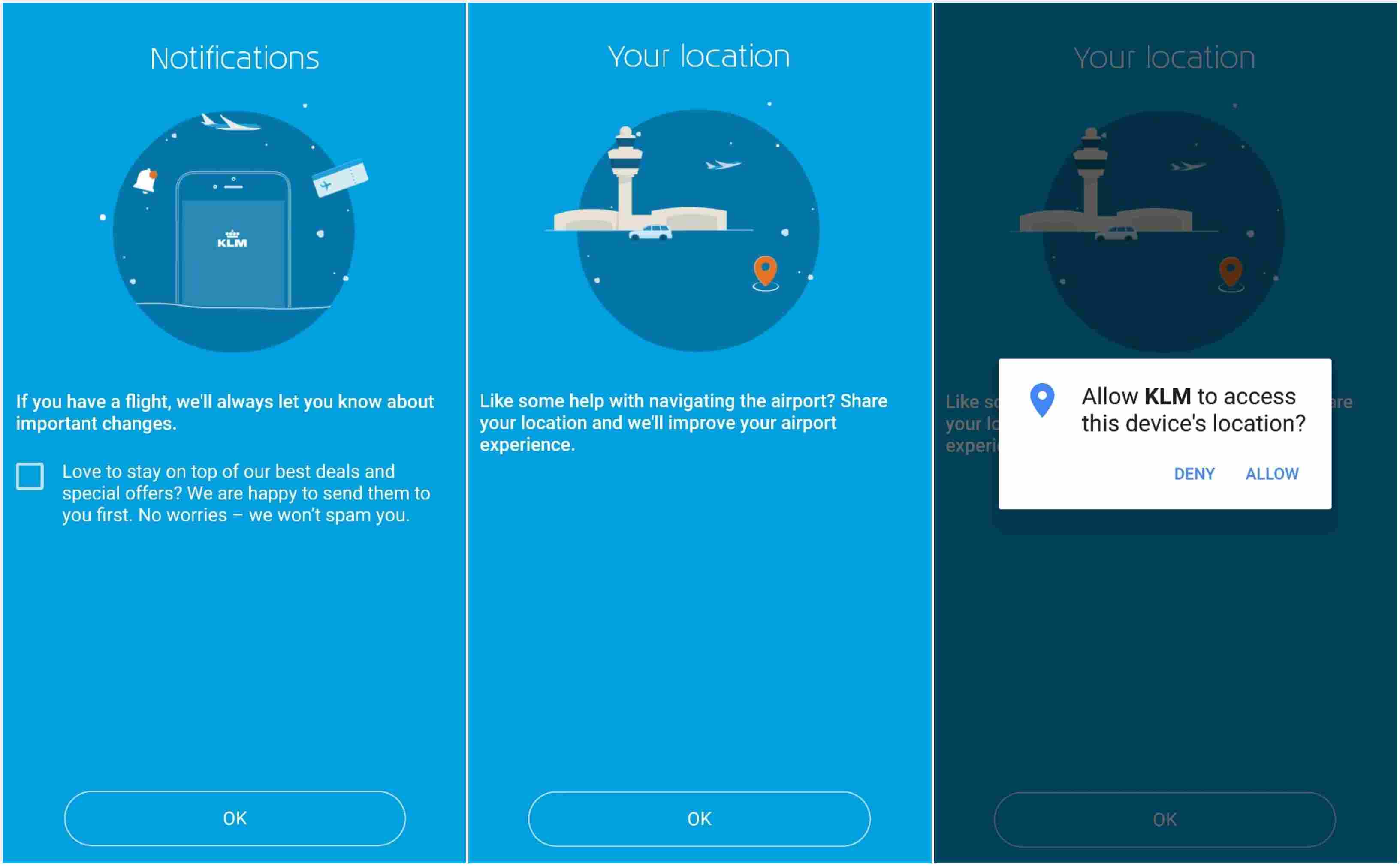 onboarding flow travel app klm