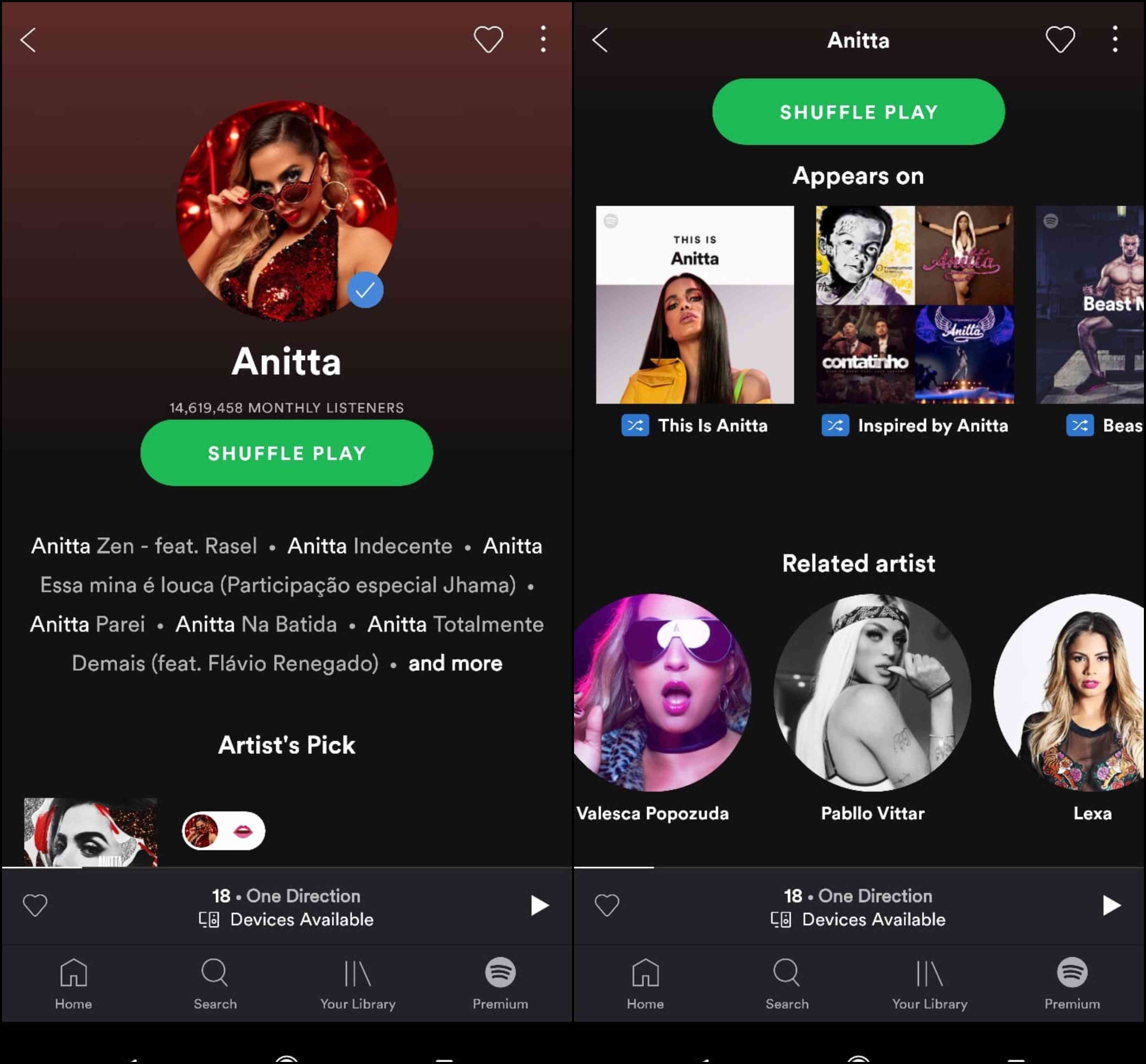 Spotify App UX Artist Profile