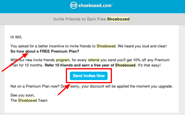 Customer referral program email blast